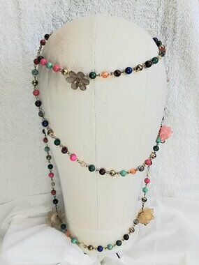 3/$25 Beautiful 26" Mixed Bead & Flowers Necklace Quality Costume Jewelry!!